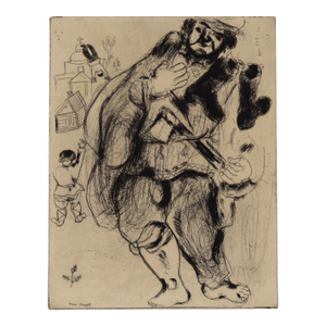 "The Barefoot Lumberjack" Etching From "Les Ames Mortes" by Marc Chagall