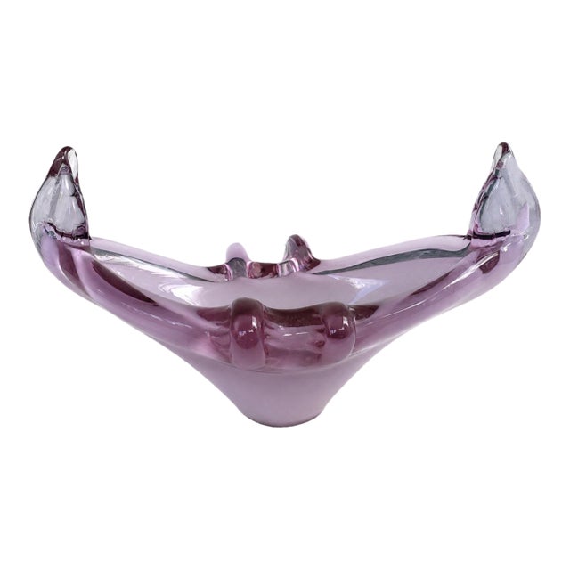 Mid-Century Italian Sommerso Art Glass Centerpiece Bowl Attributed to Murano For Sale