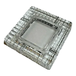 Mid 20th Century Art Deco Cut Glass Checkered Ashtray