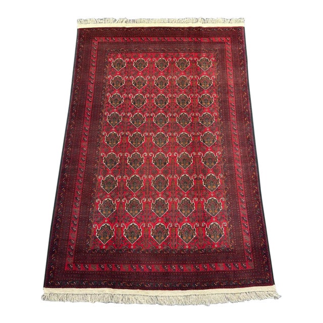 Hand Knotted Afghan Turkoman Khal Mohammadi Wool Rug For Sale