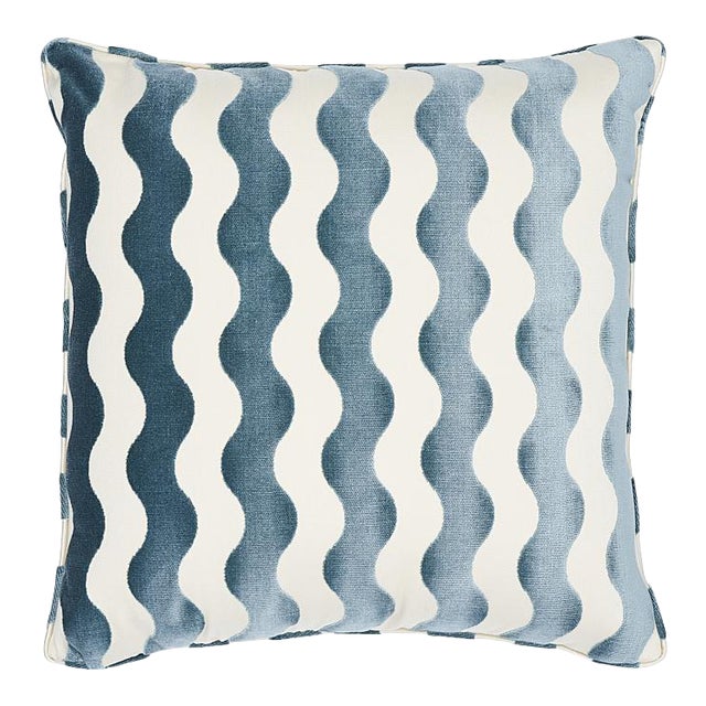 Schumacher The Wave 22" Pillow in Sky For Sale