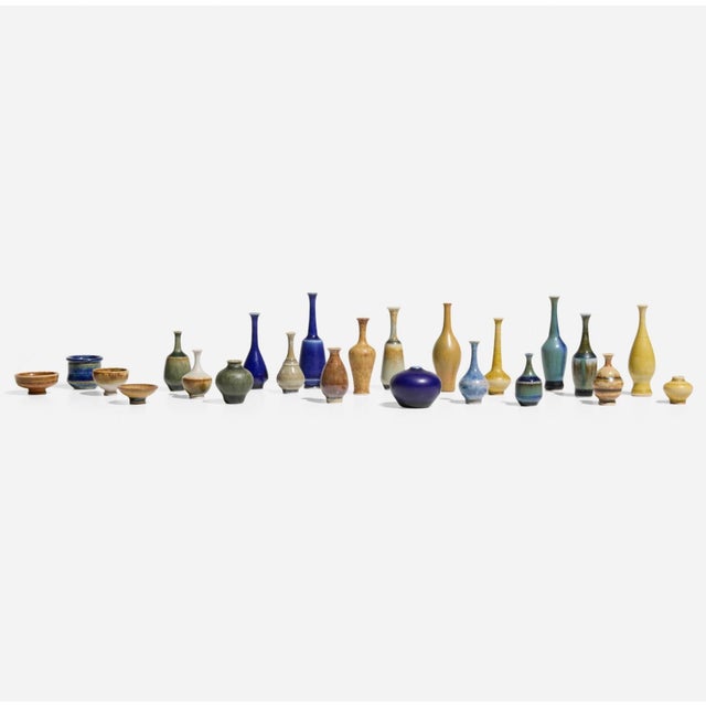A wonderful set of 23 miniature stoneware pottery vessels by John Andersson for Hoganas. These date to the mid 1950’s....