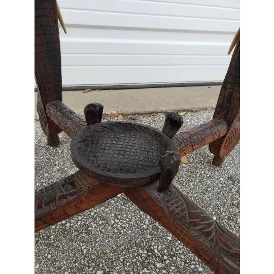 Brown Impressive Antique Anglo-Indian Hand Carved Elephant Head Figure Round Table For Sale - Image 8 of 12