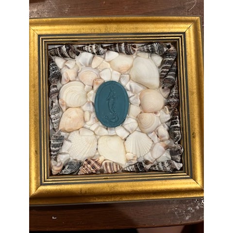 Sea Goddess Intaglio Framed in Seashells and Gold Wood For Sale - Image 4 of 5