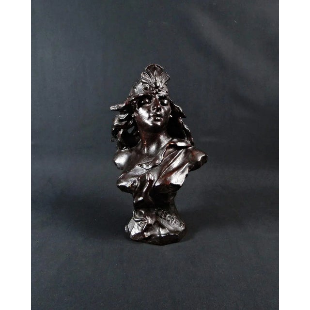 Art Nouveau Black Spelter Proof Bust of Cleopatra by Jean Foretay, 1890s-1910s For Sale - Image 15 of 15
