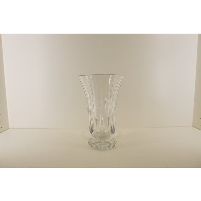 Glass Vintage Crystal Flared Cut-Glass Vase For Sale - Image 7 of 13