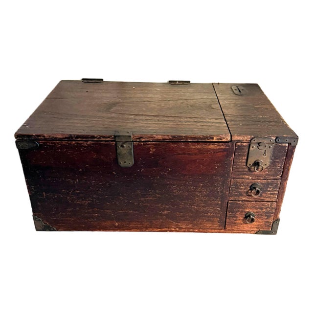 Japanese Antique Merchant Chest With Coin Drop For Sale
