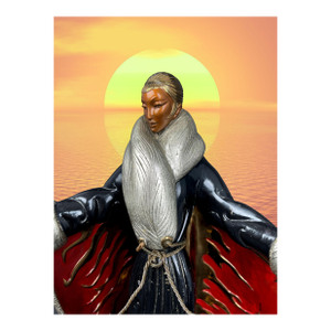 Authentic Limited Edition Enameled Bronze Sculpture of a Standing Lady by Erte