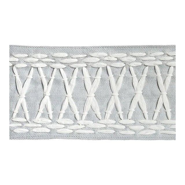 Schumacher X Mary McDonald Tikki Tape Trim in Sky For Sale