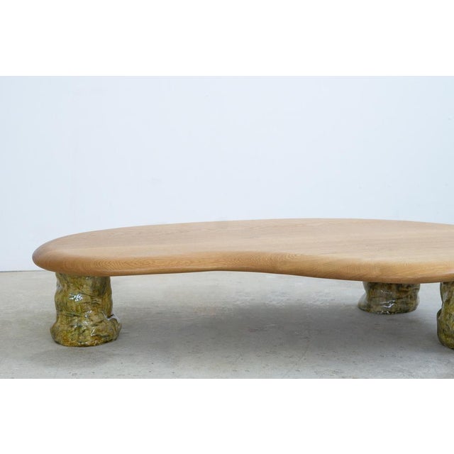 White Oak and Glazed Ceramic Coffee Table by Alexander Knysch For Sale - Image 14 of 15