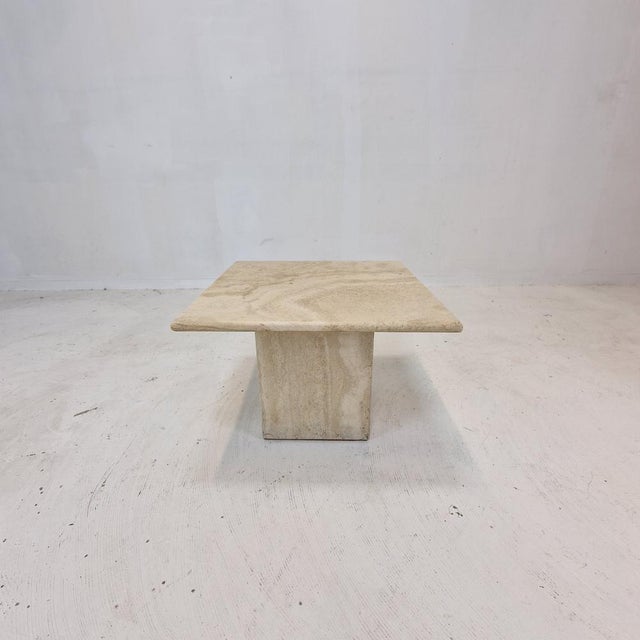 Beige Italian Coffee Table in Travertine, 1980s For Sale - Image 8 of 16