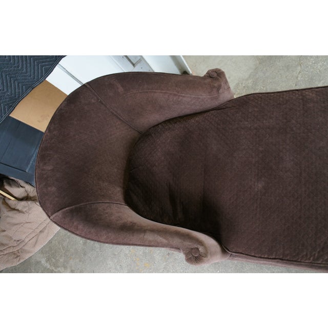 Late 20th Century Edwards Furniture Inc Modern Suede Chaise Lounge Quilted Dark Burgundy Brown For Sale - Image 4 of 13