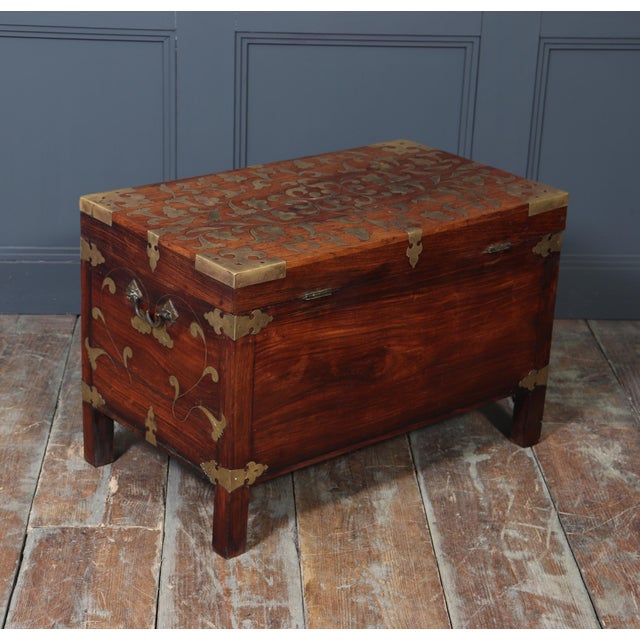 Antique Anglo-Indian Padauk Chest, 1860 For Sale - Image 9 of 17