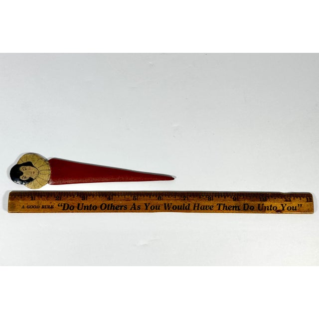 Art Deco Pierrot Flapper Hand Painted Celluloid Letter Opener Bookmark For Sale - Image 9 of 9