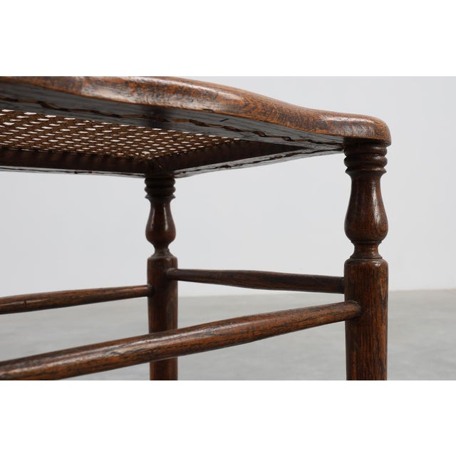 Brown Antique French Wooden Stool with Cane Seat, 19th Century For Sale - Image 8 of 11