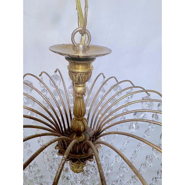 Italian 1960s Parachute Chandelier With Graduated Chain Crystals For Sale - Image 3 of 7
