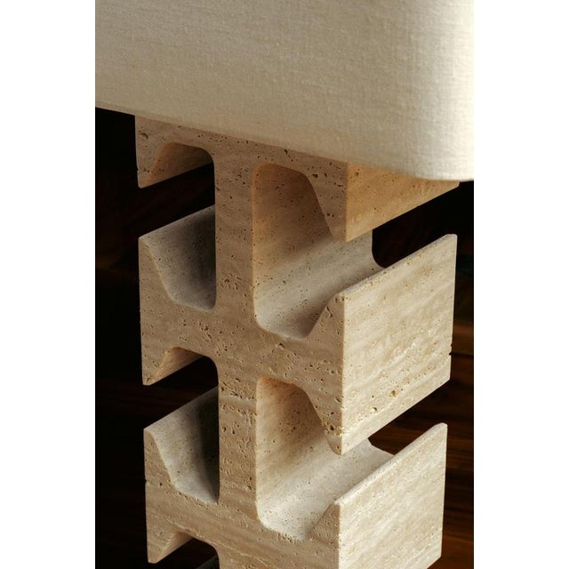 White Dorse Travertine Table Lamp by Studio Karen B For Sale - Image 8 of 13