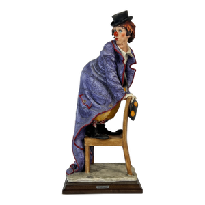 1980s Giuseppe Armani Signed “Clown on Chair” Italian Sculpture Figurine