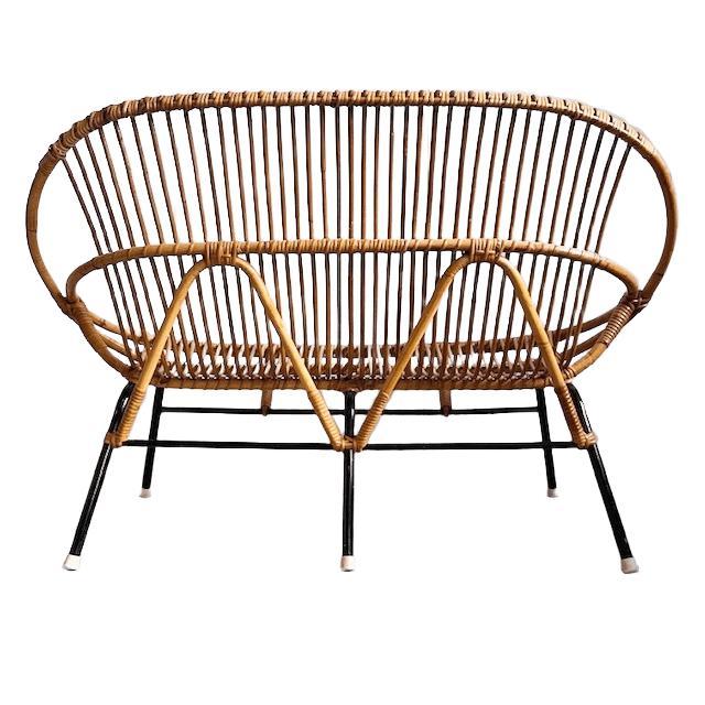 Vintage Rattan Bench from Rohe Noordwolde, 1960s For Sale - Image 6 of 8