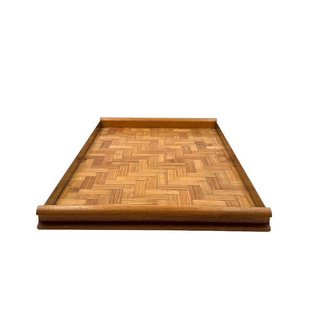 Wood Hollywood Regency Bamboo and Brass Tray, Italy, 1970s For Sale - Image 7 of 16