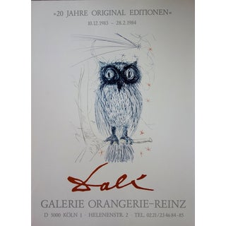 Salvador Dali, The Blue Owl, Signed Lithograph For Sale