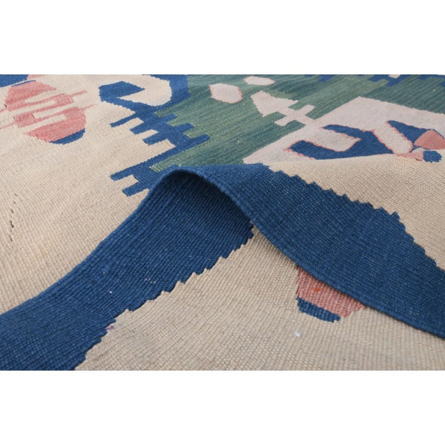 1970s 1970s Vintage Turkish Hand-Knotted Wool Cotton Beige Small Rug For Sale - Image 5 of 11