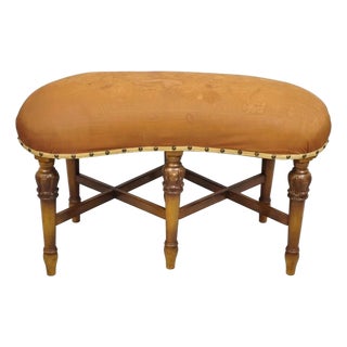 Antique Joerns Bros French Provincial Kidney Bean 6 Leg Vanity Bench Stool For Sale
