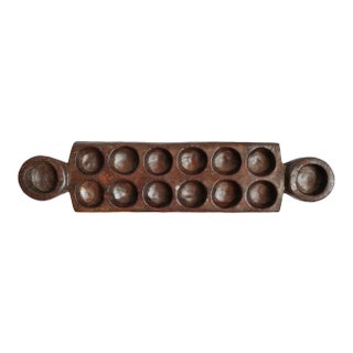 Vintage Rustic Old African Carved Mancala Game Board For Sale