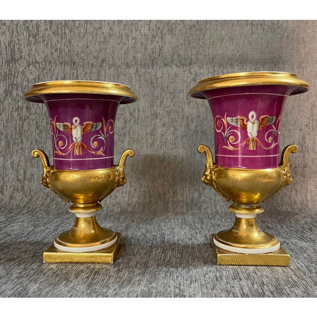 Red Paris Empire Porcelain Vases, Early 19th Century, Set of 2 For Sale - Image 8 of 8