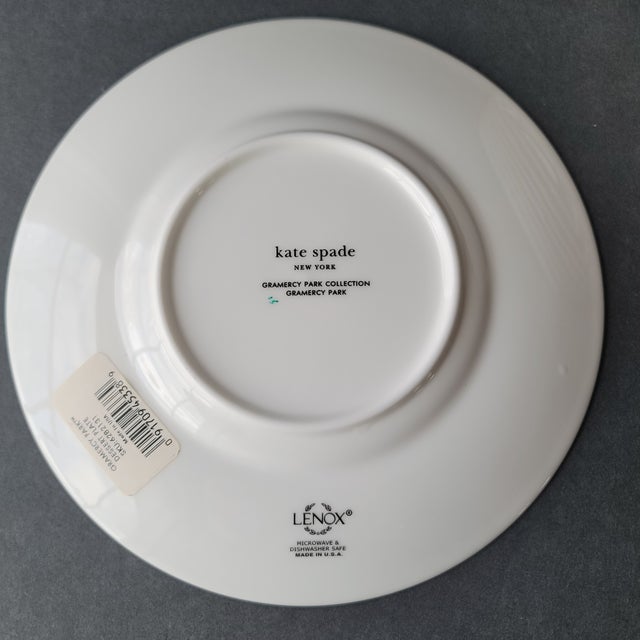 White Kate Spade Lenox Gramercy Park Dessert Plates Set of 11 Geometric Pattern For Sale - Image 8 of 9