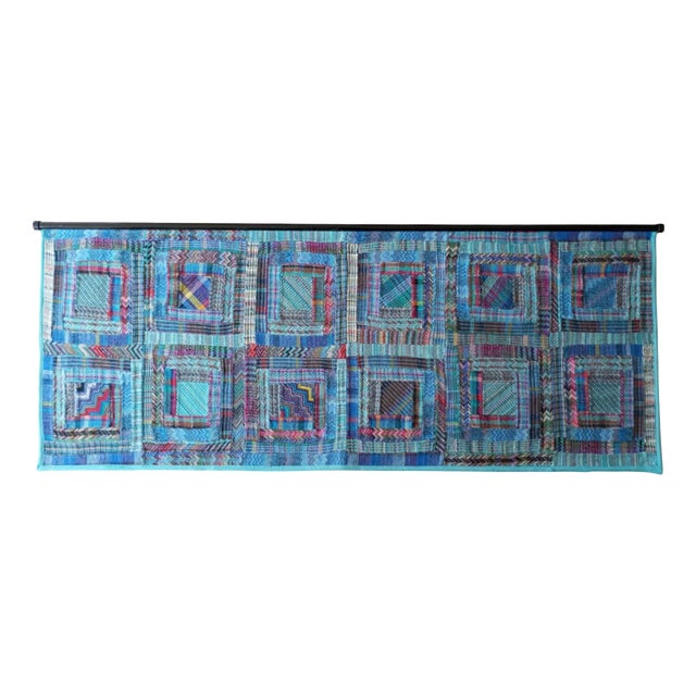 Blue Hanging Tapestry from Missoni, Italy, 1980s For Sale