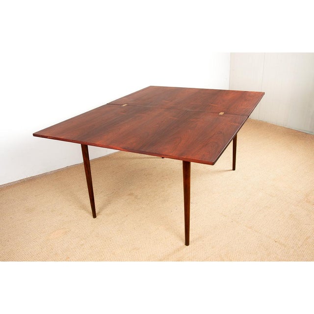 Extendable Danish Dining Table in Rosewood and Brass by Poul Volther for Frem Møbelfabrik 1960. For Sale - Image 14 of 17