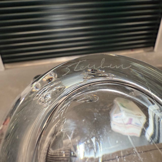 Contemporary 1960s Signed Steuben Martini Pitcher and Teardrop Decanter, a Set For Sale - Image 3 of 12