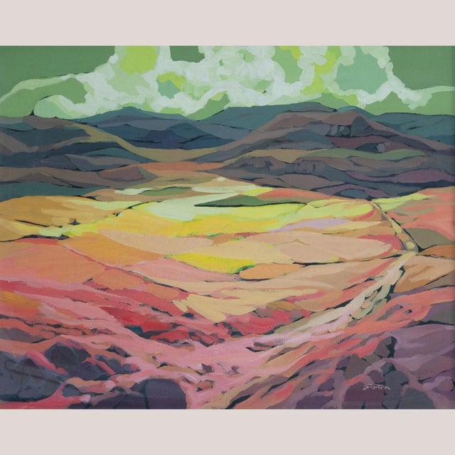 Escola d'Olot Artist, Cerca de Sarroca Landscape, 1970s, Oil on Canvas For Sale - Image 10 of 10