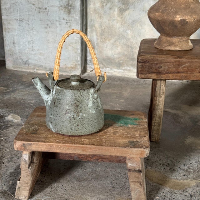 Small Occasional Stool in Upcycled Teak with Traces of Green Chrome on the Top, 1990s For Sale - Image 9 of 11