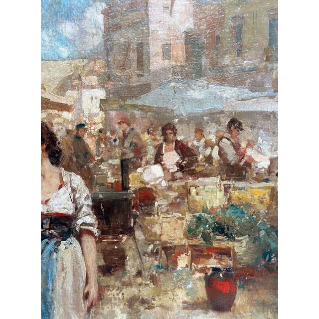 1920s Oil on Canvas of Italian Market Scene by Giuseppe Pitto For Sale - Image 4 of 5