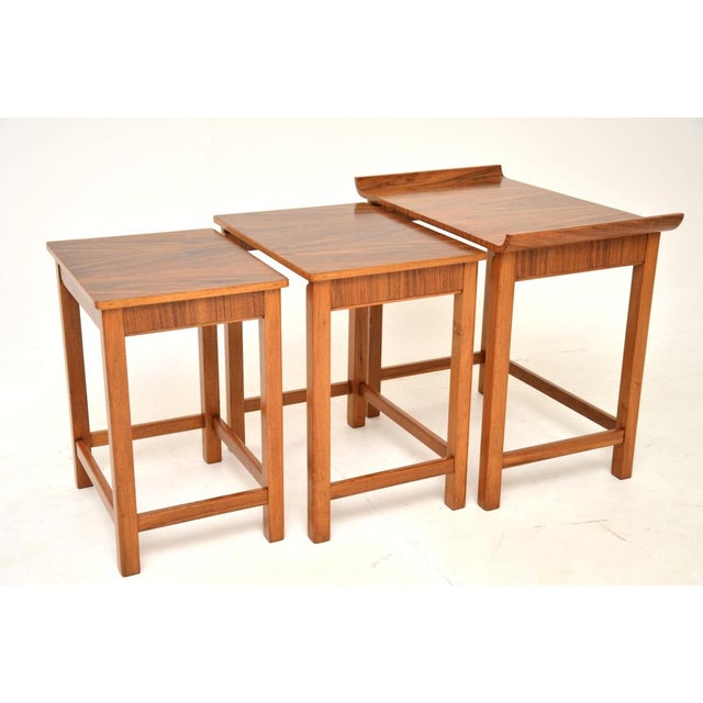 Art Deco Figured Walnut Nesting Tables, 1930s, Set of 3 For Sale - Image 6 of 13