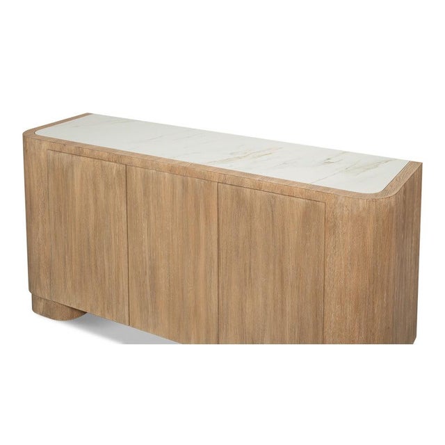 Brown Modern Sideboard with Marble Top, 72 Inches For Sale - Image 8 of 10