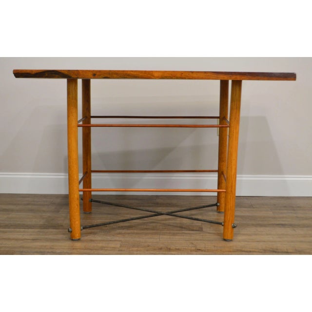 Exotic Rosewood Top Studio Crafted Table With Bowtie and Cross For Sale - Image 10 of 12