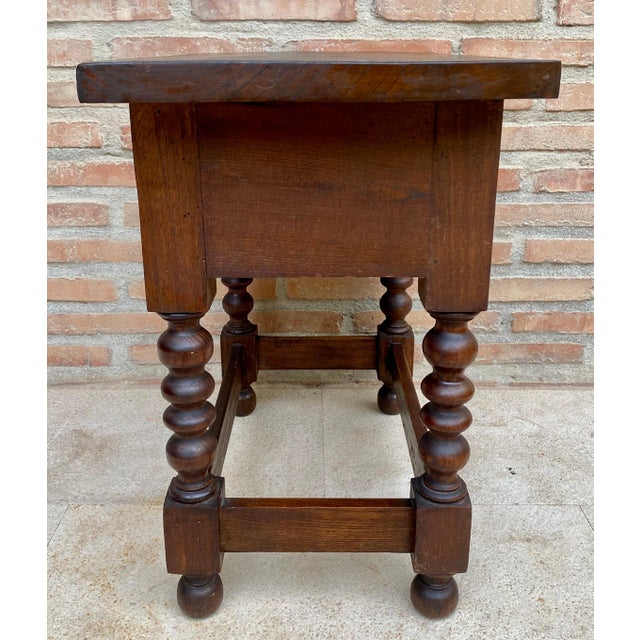 Wood 20th Century Spanish Nightstand Carved Drawer and Iron Hardware, 1890s For Sale - Image 7 of 18