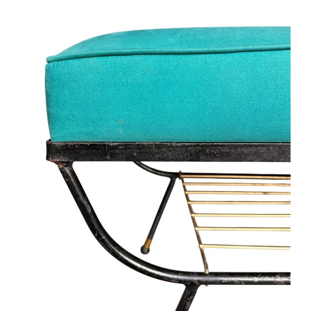 Mid 20th Century Mid-Century Modern Atomic Ottoman With Integrated Magazine Rack For Sale - Image 5 of 8