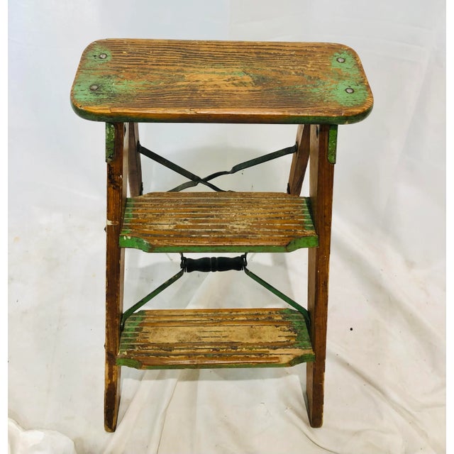 Early 20th Century Antique Wooden Step Stool Table For Sale - Image 11 of 13