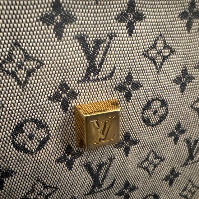 2001 Louis Vuitton Marie Navy Blue Monogram Canvas and Leather Hand Bag For Sale - Image 10 of 18