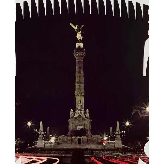 Vintage Western Airlines poster advertising travel to Mexico, depicting the Monument of Independence roundabout in Mexico...