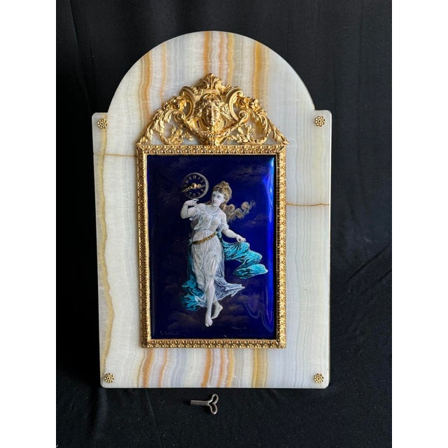1860s Coblentz Louis XVI Blue Alabaster Enamel Table Clock 1pc For Sale - Image 17 of 17