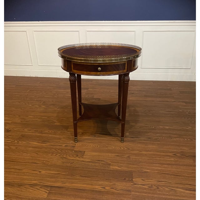 Wood Traditional Round Mahogany Lamp Table by Leighton Hall - Showroom Sample For Sale - Image 7 of 12