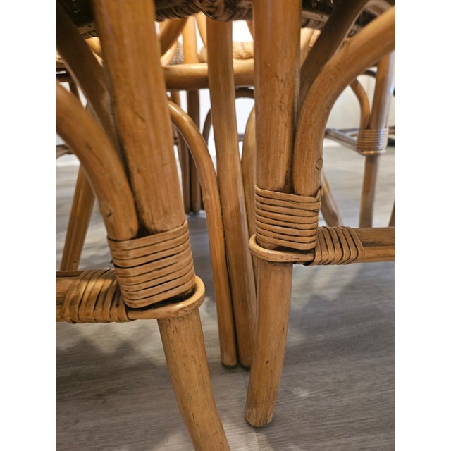 Vintage Saffeah Set Hand-Crafted Woven Rattan, Reed and Bent Bamboo Dining Set For Sale - Image 14 of 15