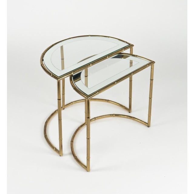 Mid-Century Modern Brass and Glass Nesting Tables, 1970s, Set of 2 For Sale - Image 11 of 18