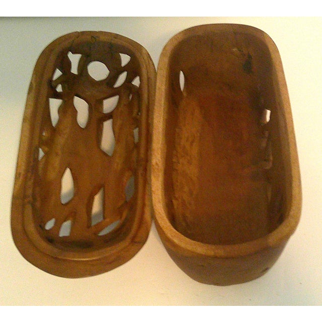 Vintage Carved Wood Box With Lid Hand Carved African Safari Animals as Is / Read For Sale - Image 10 of 12
