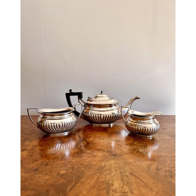 Antique Edwardian Silver Plate Tea Set, 1900, Set of 3 For Sale - Image 6 of 6